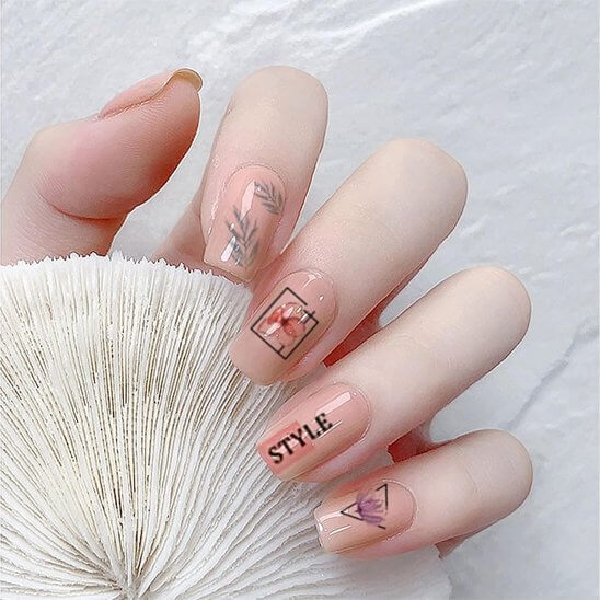 autocollant ongle fleurs aquarellées