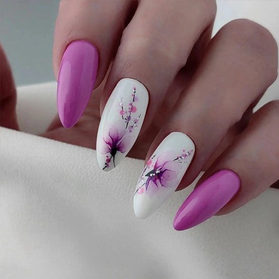 autocollant ongle fleurs aquarellées